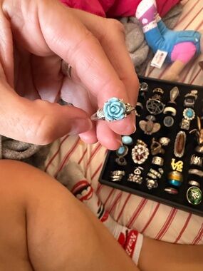 Turquoise Rose Sterling-Accent Ring - Blue Floral Statement